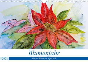 Blumenjahr – Bunte Blüten in Aquarell (Wandkalender 2021 DIN A4 quer) von Rebel,  Gudrun