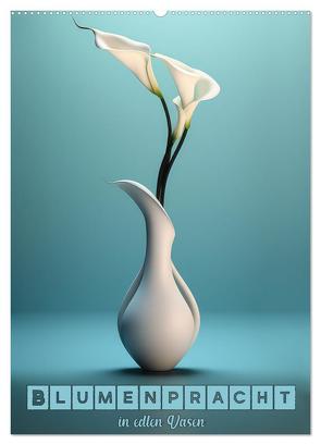 Blumenpracht in edlen Vasen (Wandkalender 2024 DIN A2 hoch), CALVENDO Monatskalender von Brunner-Klaus,  Liselotte