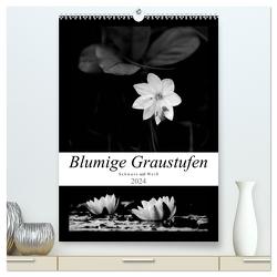 Blumige Graustufen – Schwarz und Weiß (hochwertiger Premium Wandkalender 2024 DIN A2 hoch), Kunstdruck in Hochglanz von Seidl,  Helene