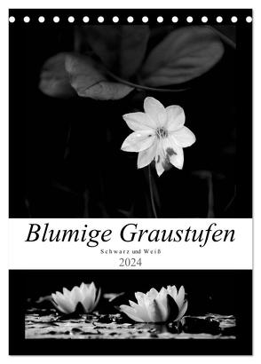 Blumige Graustufen – Schwarz und Weiß (Tischkalender 2024 DIN A5 hoch), CALVENDO Monatskalender von Seidl,  Helene