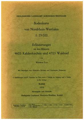 Bodenkarten von Nordrhein-Westfalen 1:25000 / Kaldenkirchen und Waldniel von Butzke,  Hartmut, Foerster,  Ekkehard, Paas,  Wilhelm