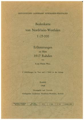 Bodenkarten von Nordrhein-Westfalen 1:25000 / Rahden von Will,  Karl H