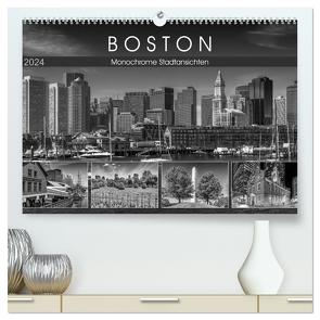 BOSTON Monochrome Stadtansichten (hochwertiger Premium Wandkalender 2024 DIN A2 quer), Kunstdruck in Hochglanz von Viola,  Melanie