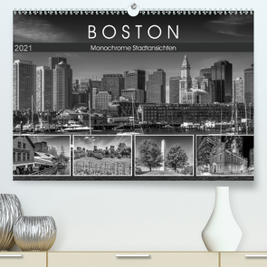 BOSTON Monochrome Stadtansichten (Premium, hochwertiger DIN A2 Wandkalender 2021, Kunstdruck in Hochglanz) von Viola,  Melanie