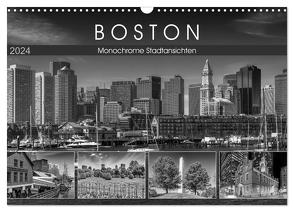 BOSTON Monochrome Stadtansichten (Wandkalender 2024 DIN A3 quer), CALVENDO Monatskalender von Viola,  Melanie