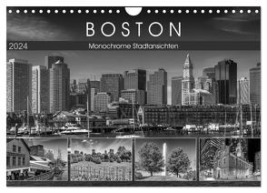 BOSTON Monochrome Stadtansichten (Wandkalender 2024 DIN A4 quer), CALVENDO Monatskalender von Viola,  Melanie