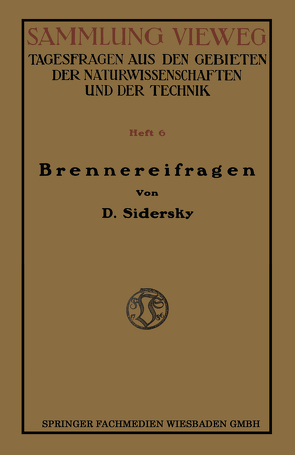 Brennereifragen von Sidersky,  D.