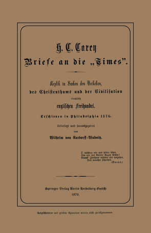 Briefe an die „Times” von von Kardorff-Wabnitz,  Wilhelm