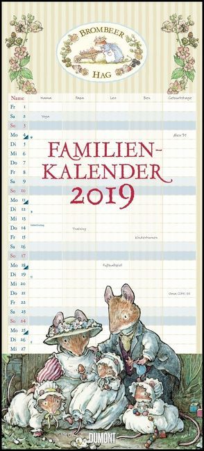 Brombeerhag Familienkalender 2019 – Brambly Hedge – Familien-Planer mit 5 Spalten – Format 22 x 49 cm von Barklem,  Jill, DUMONT Kalenderverlag