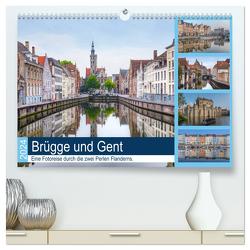 Brügge und Gent, eine Fotoreise durch die zwei Perlen Flanderns. (hochwertiger Premium Wandkalender 2024 DIN A2 quer), Kunstdruck in Hochglanz von Kruse,  Joana