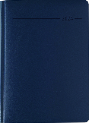 Buchkalender Balacron blau 2024 – Büro-Kalender A5 – Cheftimer – 1 Tag 1 Seite – 416 Seiten – Balacron-Einband – Alpha Edition