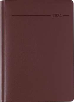 Buchkalender Balacron rot 2024 – Büro-Kalender A5 – Cheftimer – 1 Tag 1 Seite – 416 Seiten – Balacron-Einband – Alpha Edition
