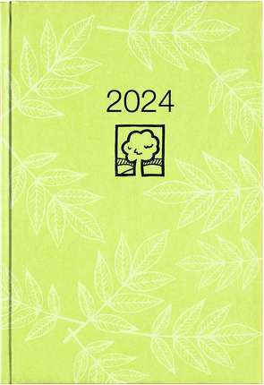 Buchkalender grün 2024 – Bürokalender 14,5×21 cm – 1 Tag auf 1 Seite – Kartoneinband, Recyclingpapier – Stundeneinteilung 7 – 19 Uhr – 876-0713