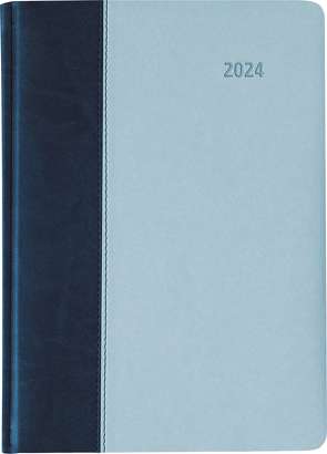 Buchkalender Premium Air blau-azur 2024 – Büro-Kalender A5 – Cheftimer – 1 Tag 1 Seite – 416 Seiten – Tucson-Einband – Alpha Edition