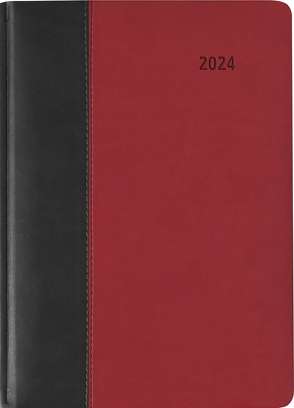 Buchkalender Premium Fire schwarz-rot 2024 – Büro-Kalender A5 – Cheftimer – 1 Tag 1 Seite – 416 Seiten – Tucson-Einband – Alpha Edition