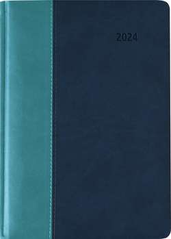 Buchkalender Premium Water türkis-blau 2024 – Büro-Kalender A5 – Cheftimer – 1 Tag 1 Seite – 416 Seiten – Tucson-Einband – Alpha Edition