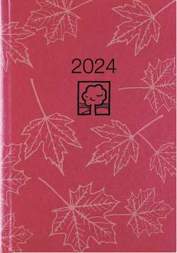 Buchkalender rot 2024 – Bürokalender 14,5×21 cm – 1 Tag auf 1 Seite – Kartoneinband, Recyclingpapier – Stundeneinteilung 7 – 19 Uhr – 876-0711