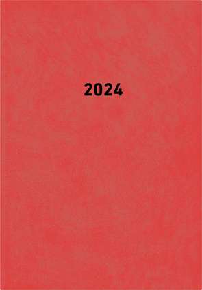 Buchkalender rot 2024 – Bürokalender 14,5×21 cm – 1 Tag auf 1 Seite – wattierter Kunststoffeinband – Stundeneinteilung 7 – 19 Uhr – 876-0011
