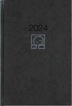 Buchkalender schwarz 2024 – Bürokalender 14,5×21 cm – 1 Tag auf 1 Seite – Kartoneinband, Recyclingpapier – Stundeneinteilung 7 – 19 Uhr – 876-0721