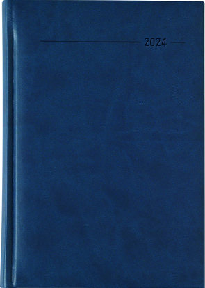 Buchkalender Tucson blau 2024 – Büro-Kalender A5 – Cheftimer – 1 Tag 1 Seite – 352 Seiten – Tucson-Einband – Termin-Planer – Alpha Edition