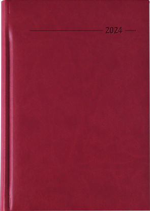 Buchkalender Tucson rot 2024 – Büro-Kalender A5 – Cheftimer – 1 Tag 1 Seite – 352 Seiten – Tucson-Einband – Termin-Planer – Alpha Edition
