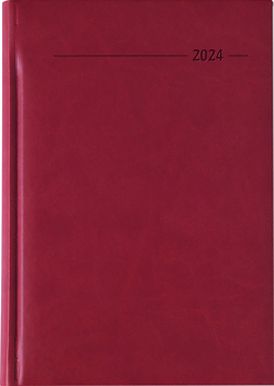 Buchkalender Tucson rot 2024 – Büro-Kalender A5 – Cheftimer – 1 Tag 1 Seite – 352 Seiten – Tucson-Einband – Termin-Planer – Alpha Edition