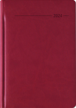 Buchkalender Tucson rot 2024 – Büro-Kalender A5 – Cheftimer – 1 Tag 1 Seite – 416 Seiten – Tucson-Einband – Alpha Edition
