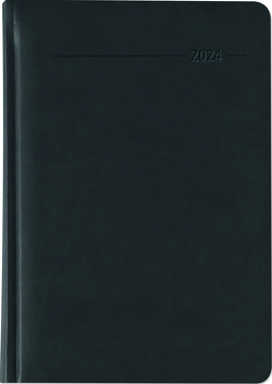 Buchkalender Tucson schwarz 2024 – mit Registerschnitt – Büro-Kalender A5 – 1 Tag 1 Seite – 416 Seiten – Tucson-Einband – Alpha Edition