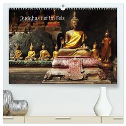 Buddhas tief im Fels (hochwertiger Premium Wandkalender 2024 DIN A2 quer), Kunstdruck in Hochglanz von Stöckinger,  Mario