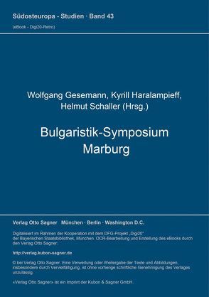 Bulgaristik-Symposium Marburg (= Bulgarische Sammlung, Bd. 7) von Gesemann,  Wolfgang