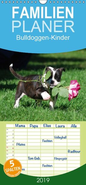 Bulldoggen-Kinder – Familienplaner hoch (Wandkalender 2019 , 21 cm x 45 cm, hoch) von Stanzer,  Elisabeth