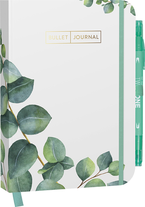 Bullet Journal „Leaves“ 05 mit original Tombow TwinTone Dual-Tip Marker 86 mint green