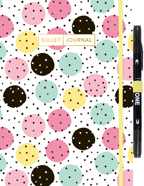 Bullet Journal „Pastel Dots“ mit original Tombow TwinTone Dual-Tip Marker 22 pink