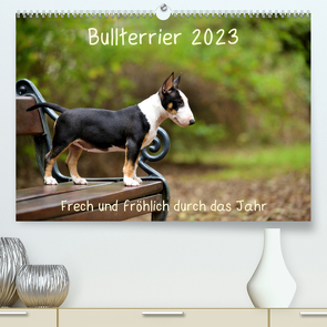 Bullterrier 2023 Frech und fröhlich durch das Jahr (Premium, hochwertiger DIN A2 Wandkalender 2023, Kunstdruck in Hochglanz) von Janetzek,  Yvonne