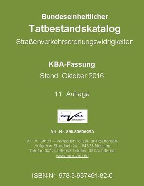 Bundeseinheitlicher Tatbestandskatalog KBA-Fassung, gebunden von V.P.A. GmbH