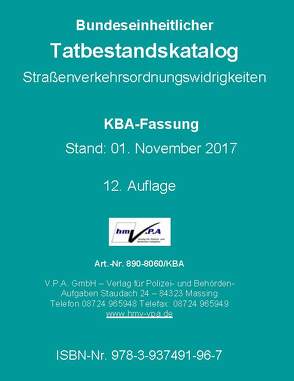 Bundeseinheitlicher Tatbestandskatalog KBA-Langfassung, gebunden von V.P.A. GmbH