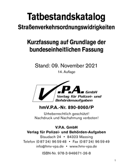 Bundeseinheitlicher Tatbestandskatalog – Polizeifassung, Stand 09.November 2021, Loseblat von V.P.A. GmbH