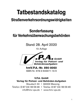 Bundeseinheitlicher Tatbestandskatalog – Sonderfassung für Verkehrsüberwachung von V.P.A. GmbH