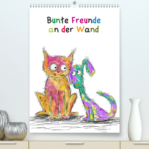 Bunte Freunde an der Wand (Premium, hochwertiger DIN A2 Wandkalender 2023, Kunstdruck in Hochglanz) von Langenkamp,  Heike