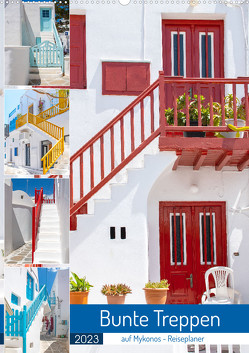 Bunte Treppen auf Mykonos – Reiseplane (Wandkalender 2023 DIN A2 hoch) von Schwarze,  Nina