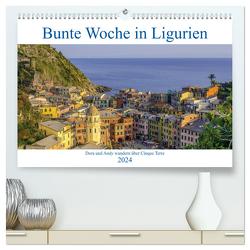 Bunte Woche in Ligurien (hochwertiger Premium Wandkalender 2024 DIN A2 quer), Kunstdruck in Hochglanz von und Andy Tetlak,  Dora