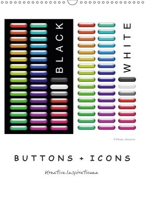BUTTONS + ICONS (Wandkalender 2018 DIN A3 hoch) von Pitopia,  Bildagentur