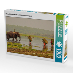 CALVENDO Puzzle Abendliche Heimkehr im Chitwan Nationalpark 1000 Teile Lege-Größe 64 x 48 cm Foto-Puzzle Bild von Maro Niemann