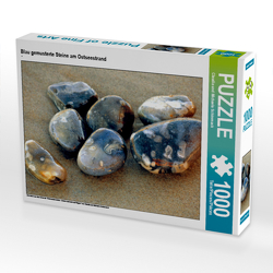 CALVENDO Puzzle Blau gemusterte Steine am Ostseestrand 1000 Teile Lege-Größe 64 x 48 cm Foto-Puzzle Bild von Claudia und Michaela Schimmack