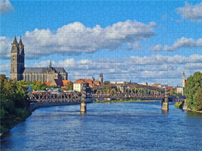CALVENDO Puzzle Blick auf den Dom und Elbe in MAgdeburg 1000 Teile Lege-Größe 640 x 480 cm Foto-Puzzle Bild von Beate Bussenius