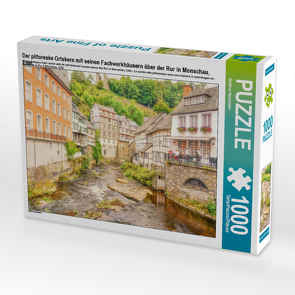 CALVENDO Puzzle Der pittoreske Ortskern mit seinen Fachwerkhäusern über der Rur in Monschau, Eifel 1000 Teile Lege-Größe 64 x 48 cm Foto-Puzzle Bild von Bettina Hackstein