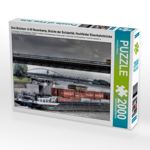 CALVENDO Puzzle Drei Brücken: A 40 Neuenkamp, Brücke der Solidarität, Hochfelder Eisenbahnbrücke 2000 Teile Lege-Größe 900 x 670 cm Foto-Puzzle Bild von Joachim Petsch