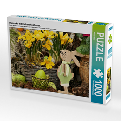 CALVENDO Puzzle Osterdeko mit kleinem Holzhasen. 1000 Teile Lege-Größe 64 x 48 cm Foto-Puzzle Bild von Anita Witte