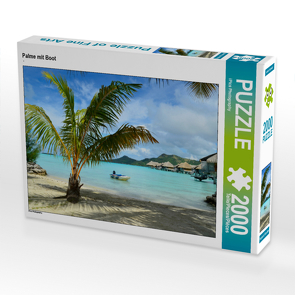 CALVENDO Puzzle Palme mit Boot 2000 Teile Lege-Größe 90 x 67 cm Foto-Puzzle Bild von iPics Photography