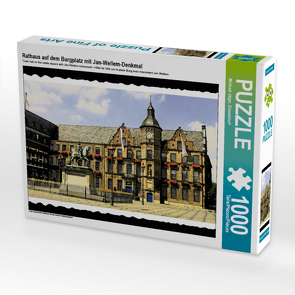 CALVENDO Puzzle Rathaus auf dem Burgplatz mit Jan-Wellem-Denkmal 1000 Teile Lege-Größe 64 x 48 cm Foto-Puzzle Bild von Michael Jäger